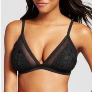 Xhilaration Black embroidered triangle bikini top